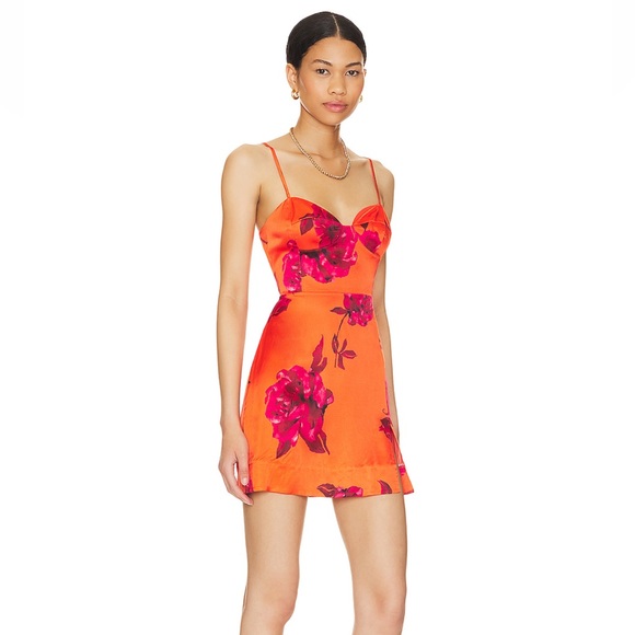 Revolve NBD Monterey Cypress Mini Dress in Orange Floral - Picture 3 of 3
